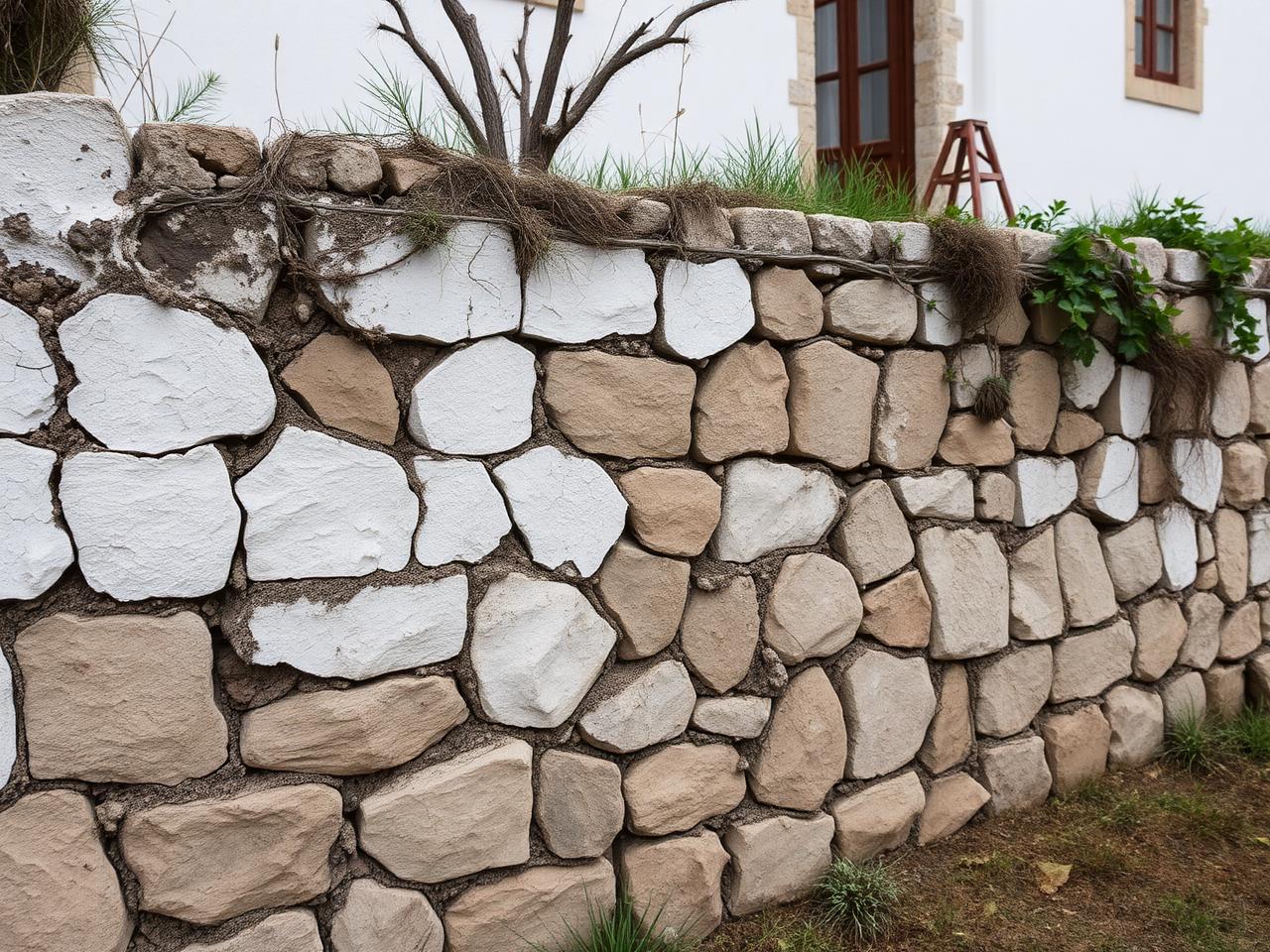 Antes: muro degradado antes da intervenção